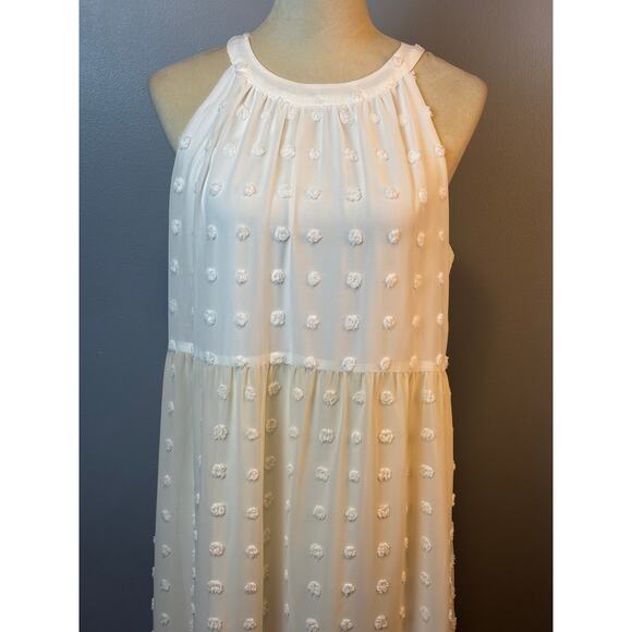 Andree By Unit Swiss Dot Pastel Colorblock Maxi Dress Halter Ethereal Large - Picture 3 of 9